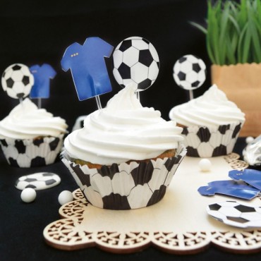 ScrapCooking Baking Cups & Toppers Football Set/24 - Soccer Cupcake Baking Kit