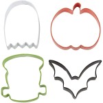 Wilton Halloween Cookie Cutter Set Bat/Pumpkin/Ghost/Frankenstein 4-pcs