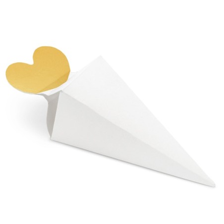 Gastgeschenk Box Pyramide mit goldenem Herz - Herz Spitztüten Geschenkboxen