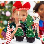 PartyDeco Merry Xmas Cake Topper Set, 6 pcs