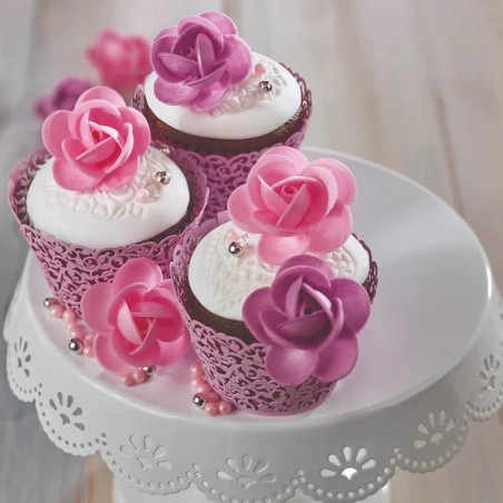 Esspapier Rosen Pink & Purple - Glutenfreier Kuchendekor