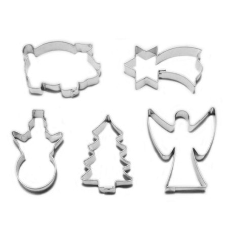 Christmas Cookie Cutter Set - Stainless Steel Xmas Cookie Cutter 5pcs