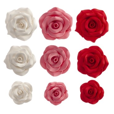 Zuckerrose Kuchendekor - essbare Rosen Rot Weiss Rosa - Grosse Zuckerrosen
