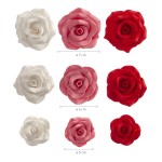 deKora Sugar Roses Mixed Pack White, Red & Pink, 12 pcs