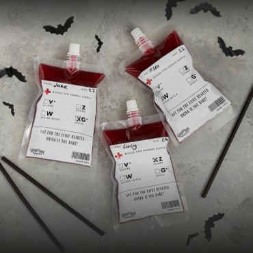 Drinking Pouch Blood Bag Halloween - Halloween Blood Bag Drinks Pouches with Straws