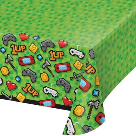 Gamer Table Cover - Gaming Party Tablecloth - Level up Tablecloth - Game on Party Tableware