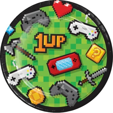 Gaming Party Paper Lunch Plates - LAN Partyplates - Minecraft Plates - Teenager Partyware