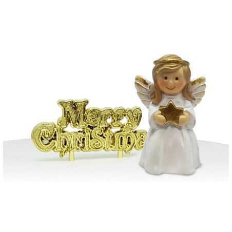 Nativity Angel Resin Cake Topper - Christmas Angel Cake Topper - Xmas Cake Topper
