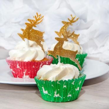 Rentier Cupcake Förmchen - Weihnachts Cupcakeförmchen Reindeer