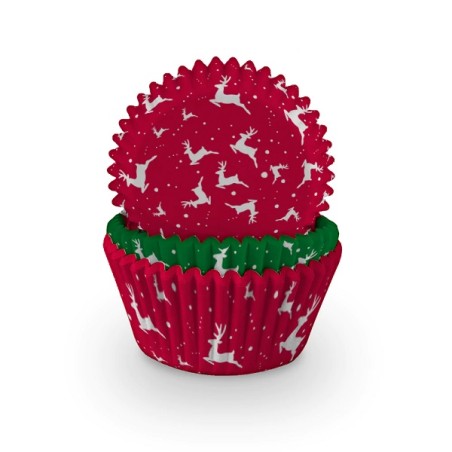 Cupcakeförmchen Reindeer – 75 Stück, Ø 50 mm, Weihnachts-Muffinförmchen