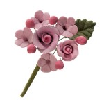 deKora Mini Rosen Blumen Bouquet Peach/Lila, 6 Stück