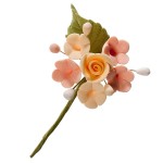 deKora Mini Rosen Blumen Bouquet Peach/Lila, 6 Stück