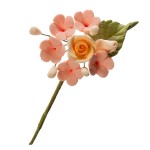 deKora Mini Rose Flower Spray Peach/Lilac, 6 pcs