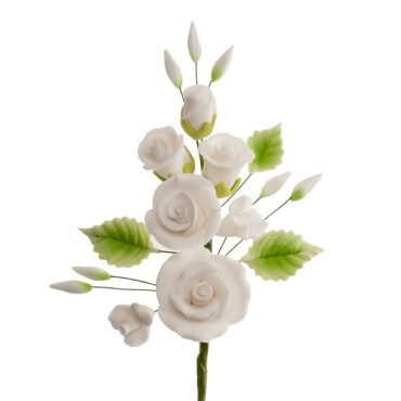 6 bouquets of white sugar roses - Wedding Cake Decoration Sugar Roses