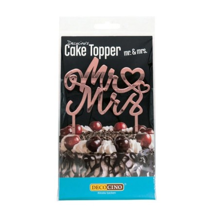 Decocino Mr & Mrs Acryl Kuchentopper Rosegold | Hochzeitstorte