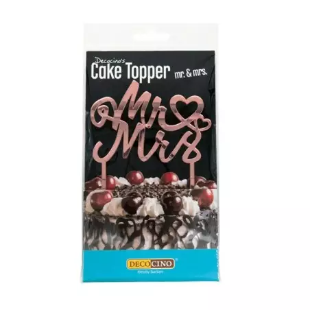 Decocino Mr & Mrs Acrylic Cake Topper Rose Gold | Wedding Cake