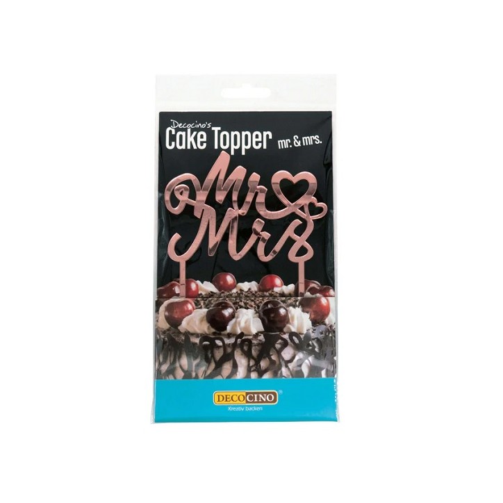 Decocino Mr & Mrs Acryl Kuchentopper Rosegold | Hochzeitstorte