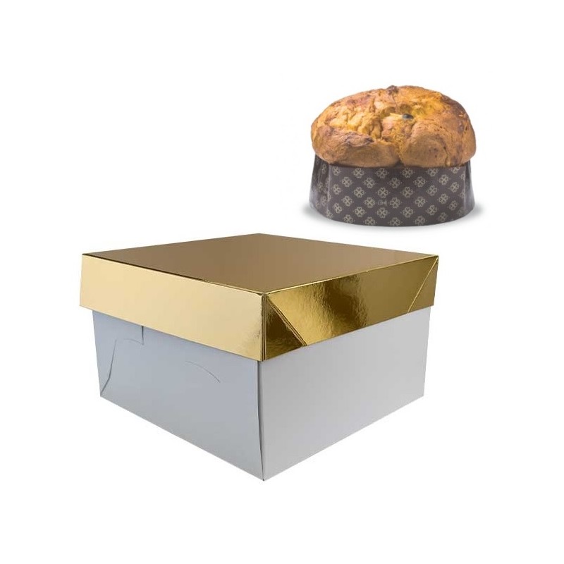 Decora Panettone / Cake Box with Gold Lid 24x24x15cm