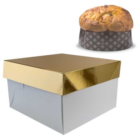 Panettone Gift Box with gold Lid - Golden Panettone Box for 1kg
