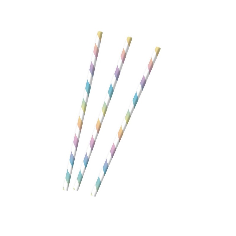 Rainbow Paper Straws, 12 pcs
