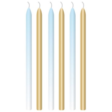 6 Candles 1st Birthday Blue Ombre Wax / Plastic Height 12cm