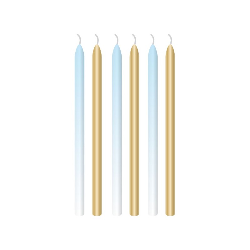 Amscan Birthday Candles Gold & Blue Ombre, 6 pcs