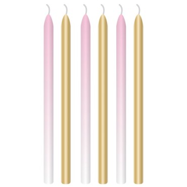 Rosa Ombre Kerzen - Kuchenkerzen Mädchen Gold/Pink - Pink Ombre Tortenkerzen