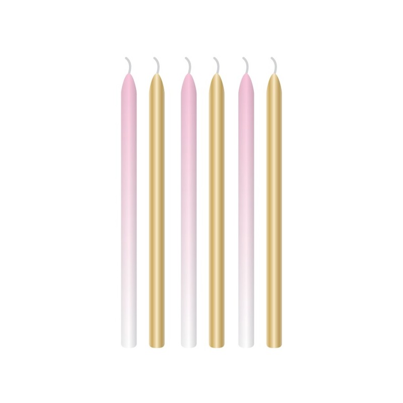 Amscan Birthday Candles Gold & Pink Ombre, 6 pcs