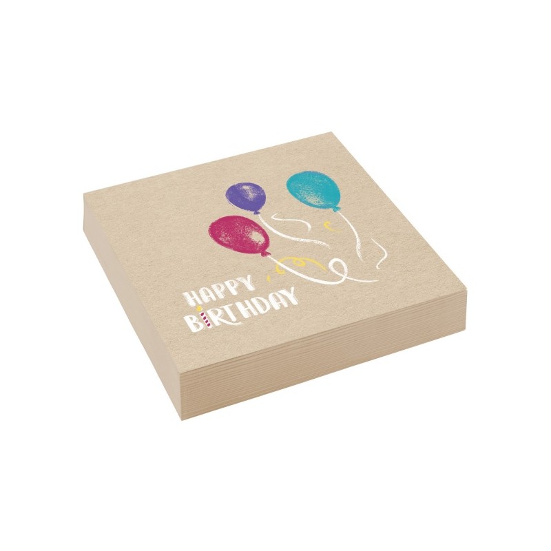 Amscan Happy Birthday Kraft Napkins, 20 pcs