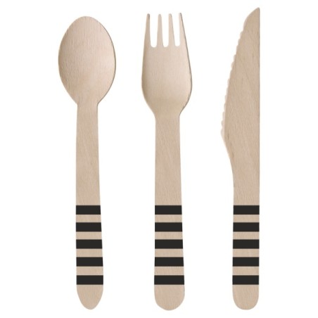 Cutlery Kicker Party Wood (8 Knives, 8 Spoons, 8 Forks) 16.5 cm / 15.9 cm / 15.8 cm