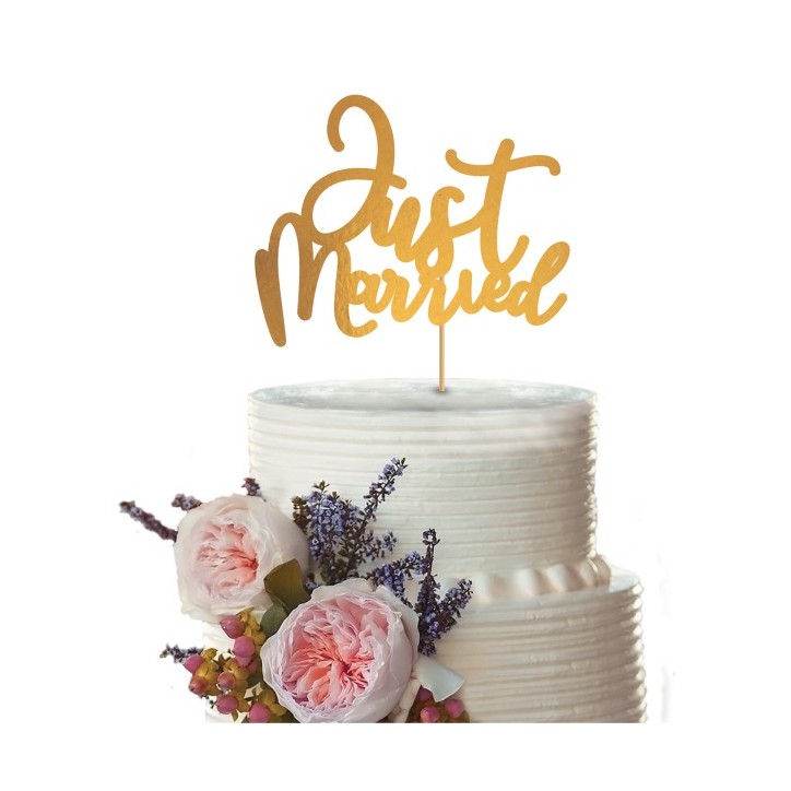 Amscan Gold Just Married Cake Topper | Wedding Cake Decoration Amscan Gold Just Married Cake Topper | Wedding Cake Decoration