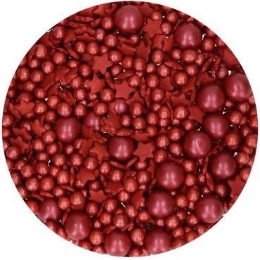Streuselmischung Bordeaux 60g - Rote Zuckerperlen & Sternchen