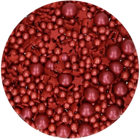 Red Sprinkles Medley Pearls & Stars - FunCakes Sprinkle Medley Bordeaux 60g