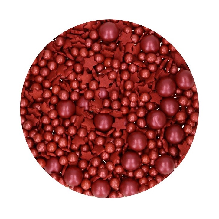 Red Sprinkles Medley Pearls & Stars - FunCakes Sprinkle Medley Bordeaux 60g Red Sprinkles Medley Pearls & Stars - FunCakes Sprinkle Medley Bordeaux 60g