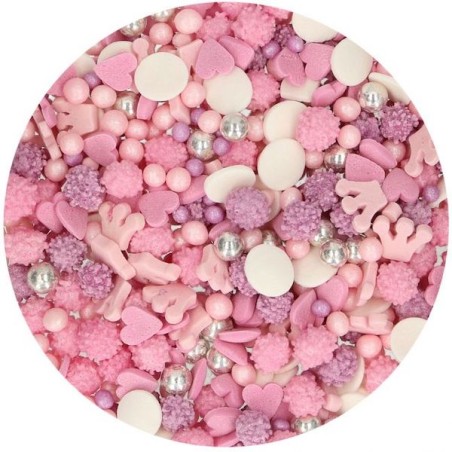 Pink Princess Cake Sprinkles - Crown Sprinkles - Pink-Lilac Sugar Medley
