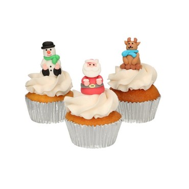 Christmas Sugar Figurines 3D Santa - Reindeer - Snowman / FunCakes Sugar Decorations 3D Christmas Figures Set/3