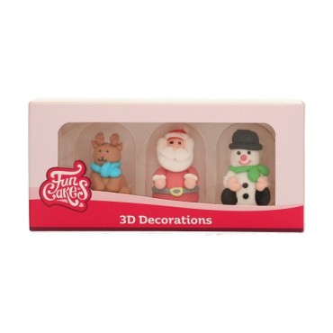 Zucker Dekorationen 3D Weihnachtsfiguren Set/3 - Kuchentopper Weihnachten
