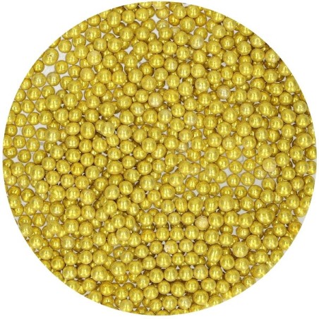 FunCakes Sugar Pearls Medium Metallic Gold 80g - Sugar Pearls Gold 4mm