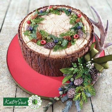 Katy Sue Mould Winter Foliage - Sugarcraft Mould conifer cones and berries