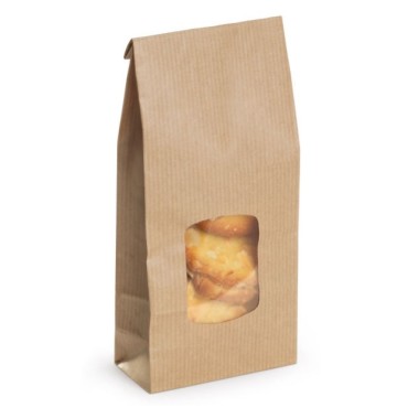 10 Kraft Food Packaging Bags 100 x 290 x 55 mm