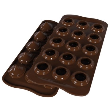 Kiss - Schokoladenform aus Silikon - Pralinenform mit Haselnusskern - Kiss 3d Choco Mould
