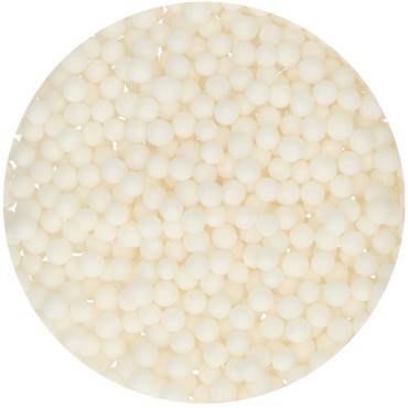 Sugar Pearls White Cake Decor - Soft Pearls Sprinkles White - Medium White Pearls edible - Halal Soft Pearls White