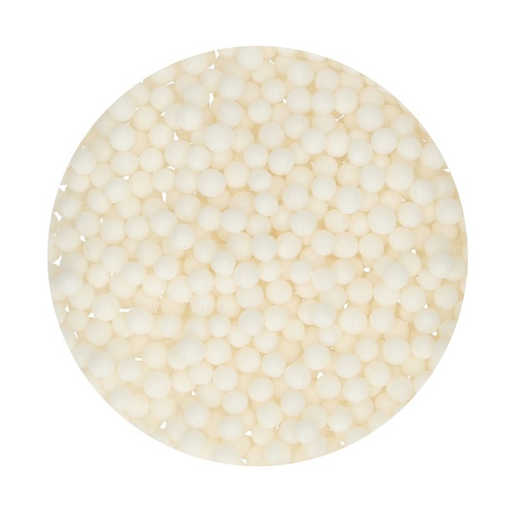 FunCakes Soft Zuckerperlen Weiss 4mm – Essbare Dekoperlen