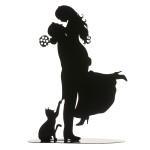 DeKora Brautpaar Tortenfigur Silhouette mit Katze, 18cm