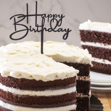 Birthday Cake Topper Black - Happy Birthday Cake Topper