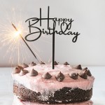 DeKora Happy Birthday Cake Topper Black 11.8x15.5cm