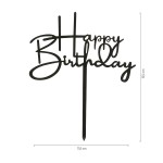 DeKora Happy Birthday Torten Topper Schwarz 11.8x15.5cm