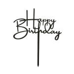 DeKora Happy Birthday Torten Topper Schwarz 11.8x15.5cm