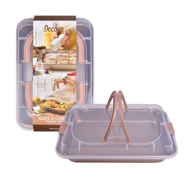 Rectangular Baking Tin with Cover - Baking Mold with Lid 007011 Bake & Carry Nonstick Pan