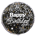 Unique Party Folienballon Happy Birthday Glittering, 45cm